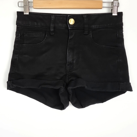 American Eagle Womens Super Super Stretch AEO Sateen Hi Rise Shortie Shorts Sz 4 - Picture 1 of 14